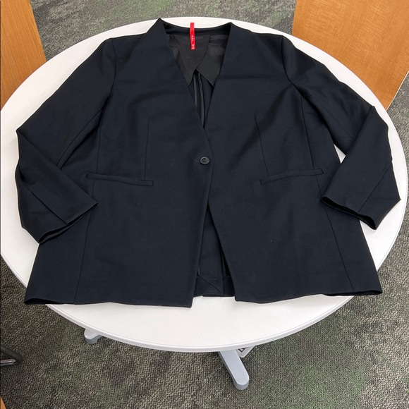 Worn 1x SPANX the perf pefect collarless blazer black comfortable ponte fabric - Picture 4 of 8